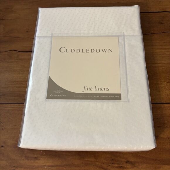 CUDDLEDOWN 400 Thread Count Flat Sheet, Twin, White Riso Jacquard Combed Cotton - Picture 1 of 6